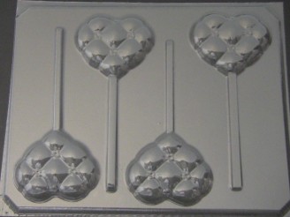 913 Quilted Hearts Chocolate or Hard Candy Lollipop Mold